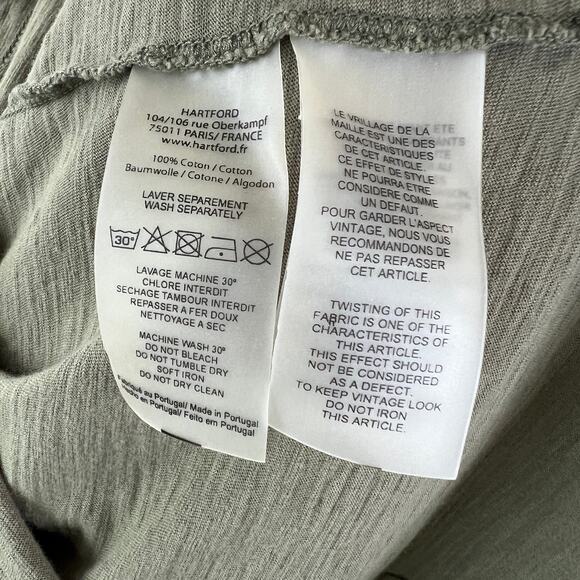 Hartford Alternative Classics Olive Green Long Sleeve 100% Cotton Top Size 1 - Picture 6 of 7